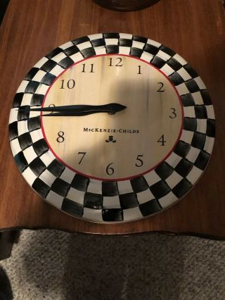 Mackenzie Childs Courtly Signature Black And White Check Enamel Clock