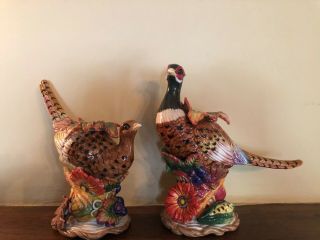 Fitz And Floyd Classics Autumn Bounty Pheasant Male & Female Candle Holders