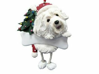 Havanese Ornament With " Dangling Legs " Hand Painted And Easily Personalized