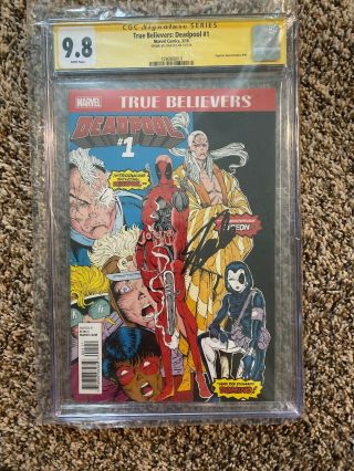 True Believers: Deadpool 1 Cgc 9.  8 Ss Stan Lee Reprints Mutants 98
