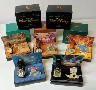 Le Set Of 5 Disney Store Watch Collectors Club Watches Aladdin Ariel,  More