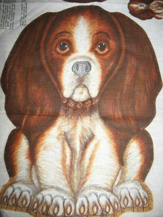 Adorable Vintage Basset Hound Beagle Dog Fabric Pillow Panel Cut Sew And Stuff