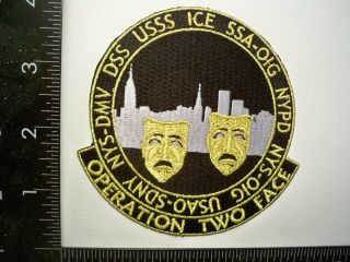 Federal Usss Ssa Oig Op 2 Face Patch Gold Var.  Dss Ice Nypd York City,  Ny Tf