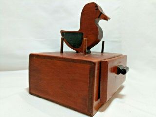 Vintage Wooden Child’s Sewing Box Duck,  One Drawer Felt Lined 4 Thread Pegs