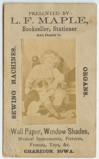 Chariton,  Iowa - Late 19th Century Tradecard / Bookmark - L.  F.  Maple,  Bookseller