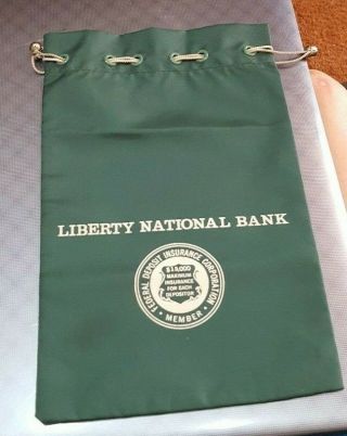 Vintage Liberty National Bank Nylon Drawstring Deposit Bag