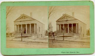 Pilgrim Hall Plymouth Mass Vintage Stereoview Photo By A.  Alden,  Boston