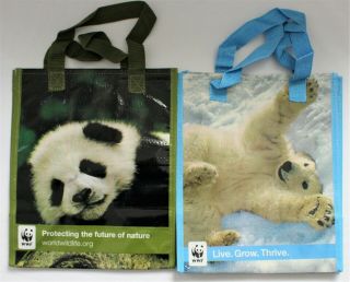 World Wildlife Fund Reusable Bag Panda Polar Bear 2 Totes
