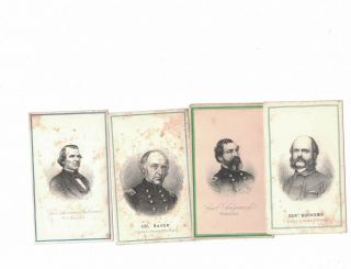 Vintage Civil War Cdv Generals And Gov Col Baker,  Gov A Johnson,  Sedgewick