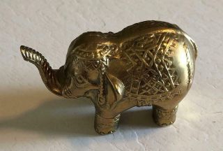 Vintage Good Luck Elephant Figurine Brass Paperweight