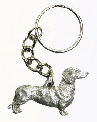Dachshund Dog Keychain Keyring Harris Pewter Made Usa Key Chain Ring