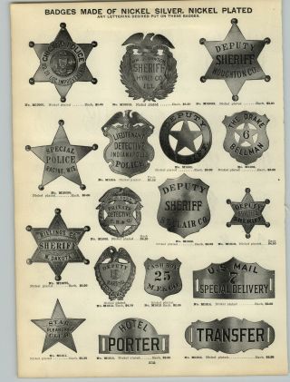 1926 Paper Ad Badge Stars Sheriff Chicago Police Indianpolis Detective Porter