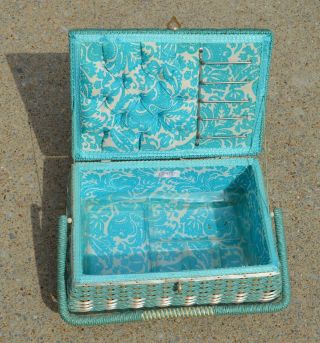 Vintage Dritz Sewing Basket Box Mid Century Woven Wicker Japan 8072
