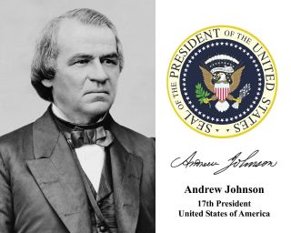 Andrew Johnson Presidential Seal U.  S.  Portrait Autograph 11 X 14 Photo Picture