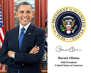 Barack Obama Presidential Seal Autograph 11 X 14 Photo Poster Photograph Picture