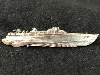 Us Navy Pt Boat Pin,  Sterling Silver,  Elco Naval Division,  Pre - Owned
