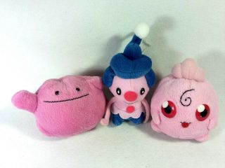 Pokemon DITTO IGGLYBUFF & MIME Jr Plush Doll Toy Set Bandai Mini Friends JAPAN 2