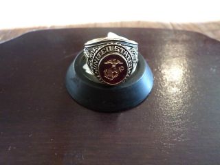 Marine Corps Military Gold Ring Ruby Crystal Inlay 18k Electroplate Size 11