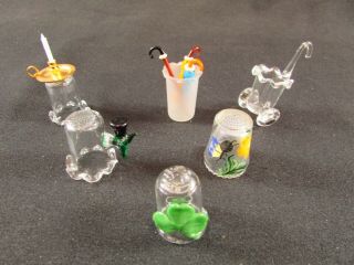 Six Souvenir Glass Thimbles