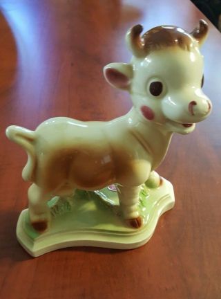 Vintage Rempel Enterprises Diamond Pottery Ceramic Cow Figurine