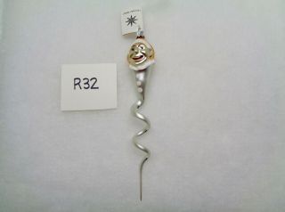 Christopher Radko Christmas Ornament 1989 White Santa Clown Snake Icicle - R32