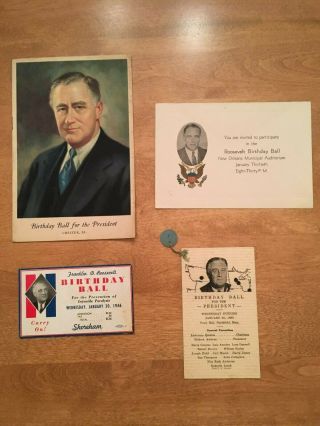 President Franklin D Roosevelt (fdr) - Group Of 4 Orig Birthday Ball Relics