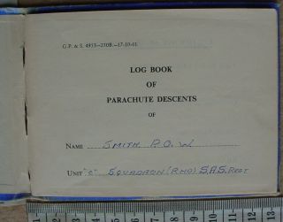 Rhodesian Special Air Service Log Book of Parachute Descents,  Rhodesia C Sqn SAS 2