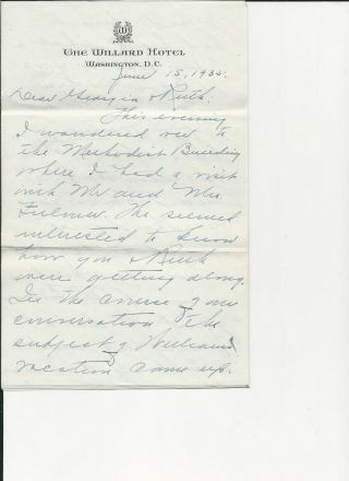 Vintage Handwritten Letter June 15 1935 The Willard Hotel Letterhead 6 Pgs