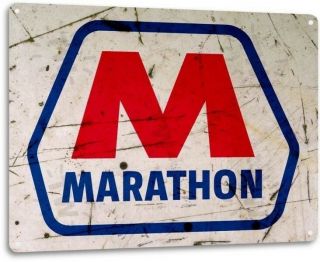 Marathon Gasoline Gas Dealer Oil Garage Retro Vintage Decor Large Metal Tin Sign