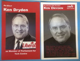 Ken Dryden 2008 & 2011 Liberal Canada Election Brochures Montreal Canadiens Hof