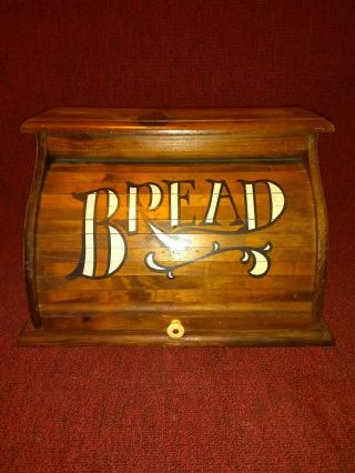 Vintage Wooden Roll Top Bread Box Tambour Door 17.  75 " X11.  5 " X11 "