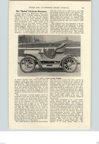 1905 Paper Ad 2 Sided The Merkel Car Auto Automobile Article 4 Cylinder Gas