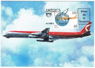 Postcard Cp Air Douglas Dc - 8 Spanish Issue Aviation Airline Airways