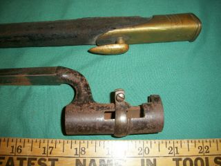US Civil War Era Musket Socket Bayonet and Leather & Brass Scabbard –BOTH MARKED 2