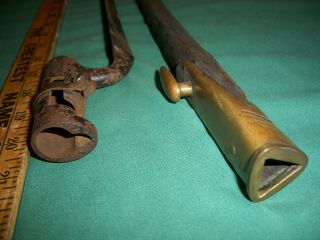 US Civil War Era Musket Socket Bayonet and Leather & Brass Scabbard –BOTH MARKED 3
