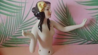 Lovely 1920 ' s Art Deco Style Nude Dancing Lady Half Pin Cushion Doll Arms Away 2