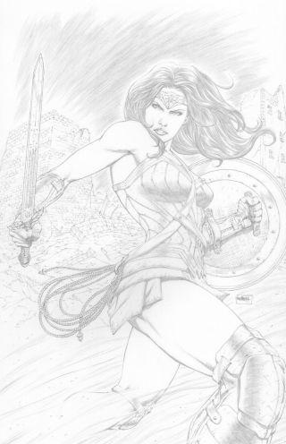 Sexy Wonder Woman Art 11x17 Goh Commission Sketch Ed Benes