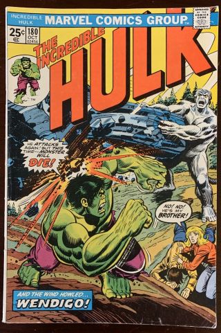 The Incredible Hulk 180 (oct 1974,  Marvel) Mvs Missing