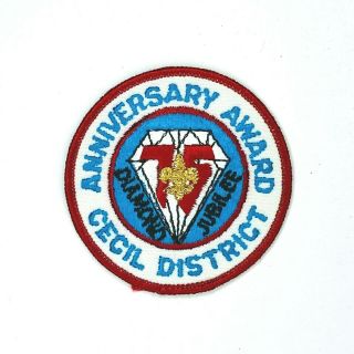 1985 Diamond Jubilee Cecil District Del - Mar - Va Council Patch 75th Anniversary