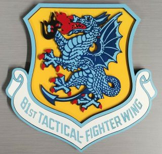 8 " Usaf 81st Tactical Fighter Wing Insignia Crest Plaque Bentwaters Usafe A - 10