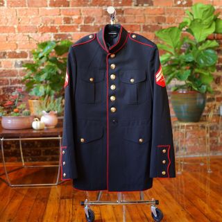 Us Marine Corps Usmc Dress Uniform Jacket Gold Buttons Corporal Military 40r