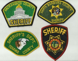 Santa Barbara / San Mateo / Sacramento / Tehama (california) Sheriff Patches