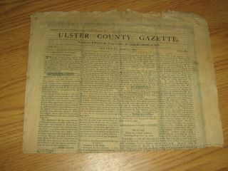 Antique Newspaper 1800 Ulster County Gazette