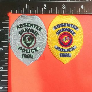 Absentee Shawnee Police Tribal Patch Oklahoma Yellow And Gray (2 Patches)