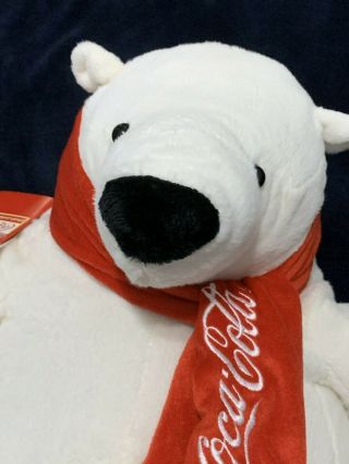 Coca - Cola Polar Bear Plush Red Scarf Coke Large 17 In White Christmas Gift 3