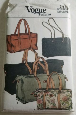 Vogue Craft Pattern 9763 Handbag Duffle Bag Tote Sewing Pattern Rare
