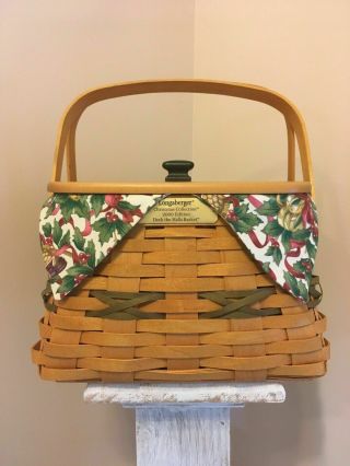 Collectible Longaberger Christmas " Deck The Halls " Basket (w/ Green Lid)