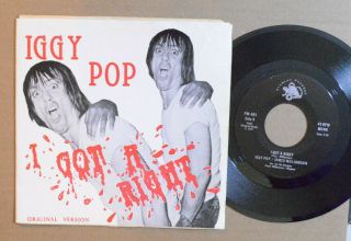 Punk 7 " 45 - Iggy Pop & The Stooges - I Got A Right W/ Pic Sleeve 1977 Vg,  Hear
