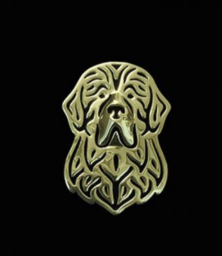 Newfoundland Dog Brooch Or Pin - Fashion Jewellery Gold Plated,  Stud Back