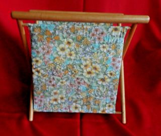 Azar Lined Knitting,  Crochet Stand Up Cloth Folding Wood Frame Sewing Basket